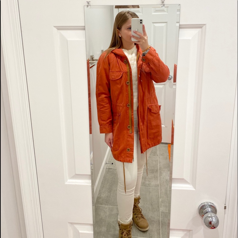 Burnt orange light weight utility coat